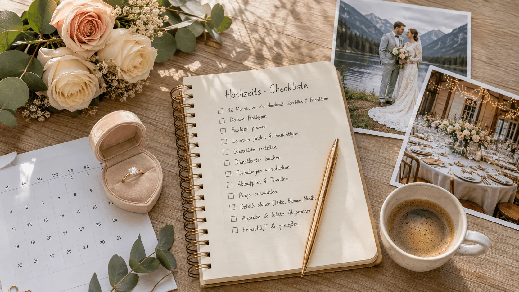 Hochzeitsplanung: Die 12-Monats-Checkliste